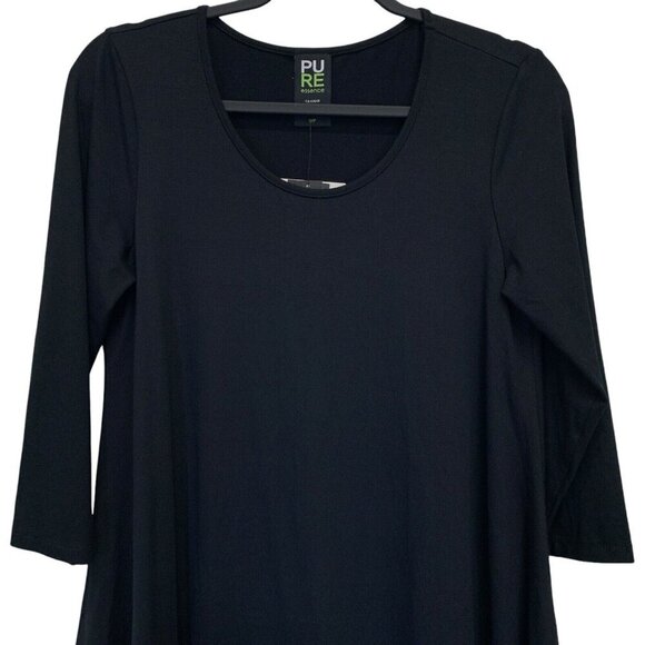 Pure Essence Dress Womens Small Black Asymmetrical Hem Lagenlook Bamboo Stretch - Picture 3 of 8